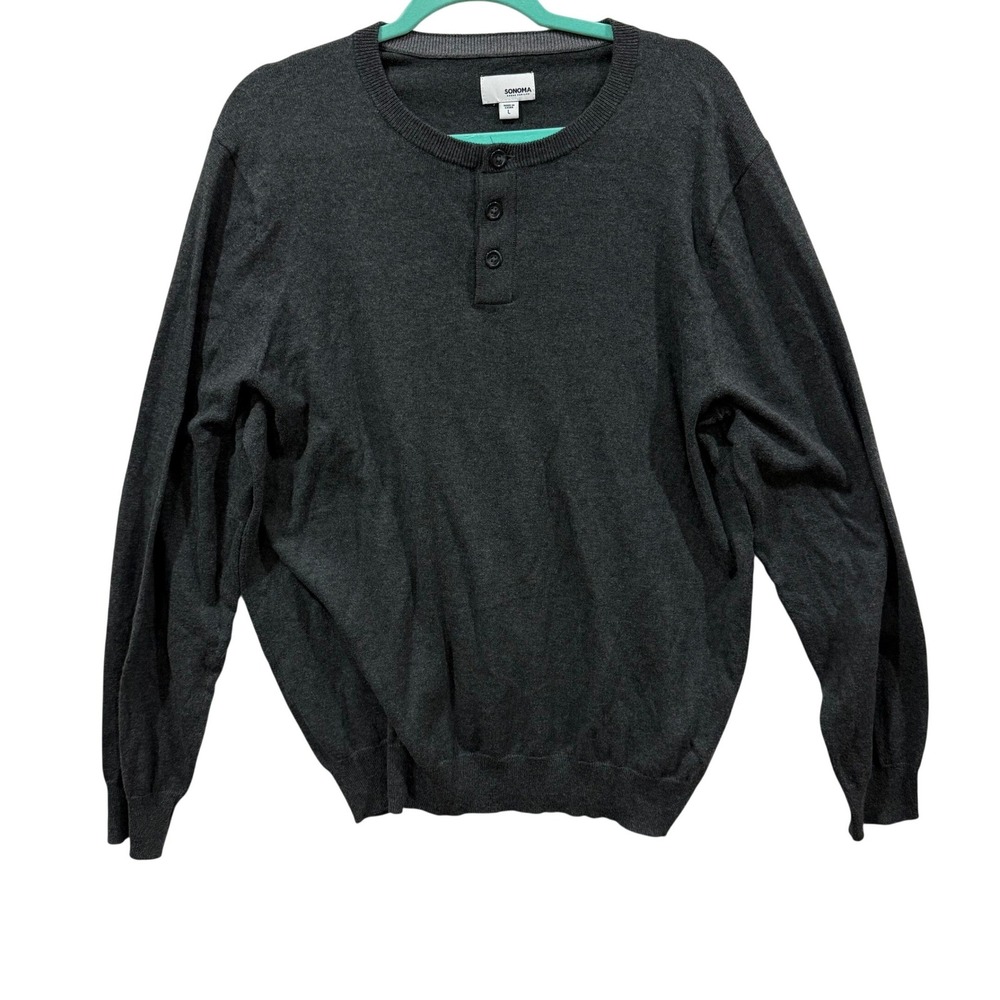 Sonoma Goods‎ For Life Mens V-Neck Sweater Charcoal Grey Cotton Blend Large